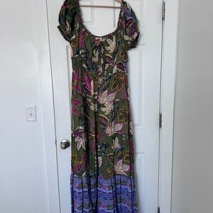 Farm Rio Jungle Panther Off Shoulder Maxi Dress – NWOT